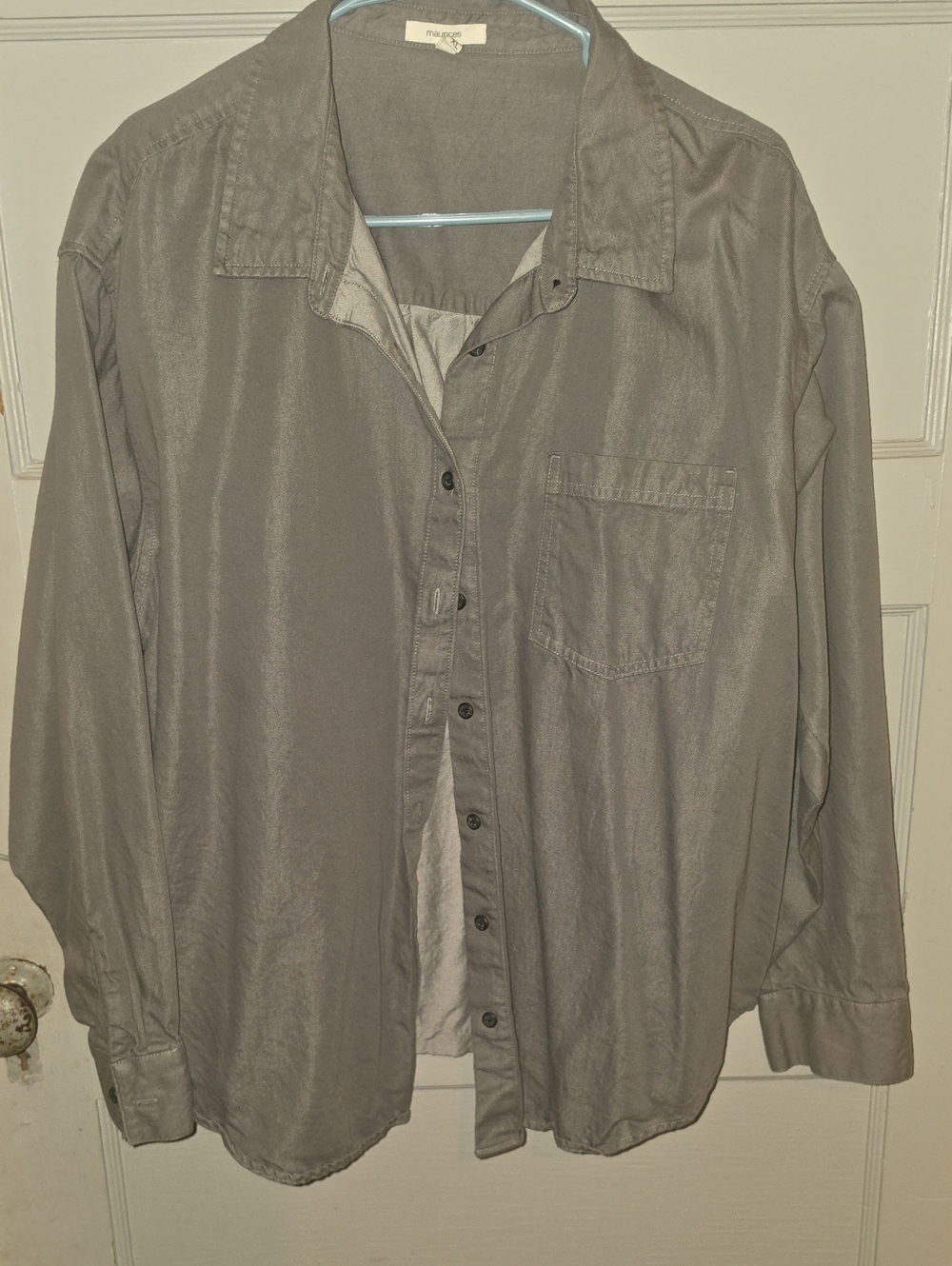 Womens Casual Button-Up Shirt- Gray